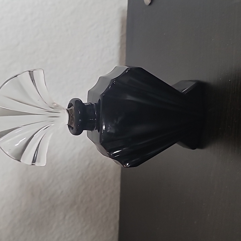 Vintage Black Glass Floral Empty Motif Perfume Bottle - Picture 5 of 9